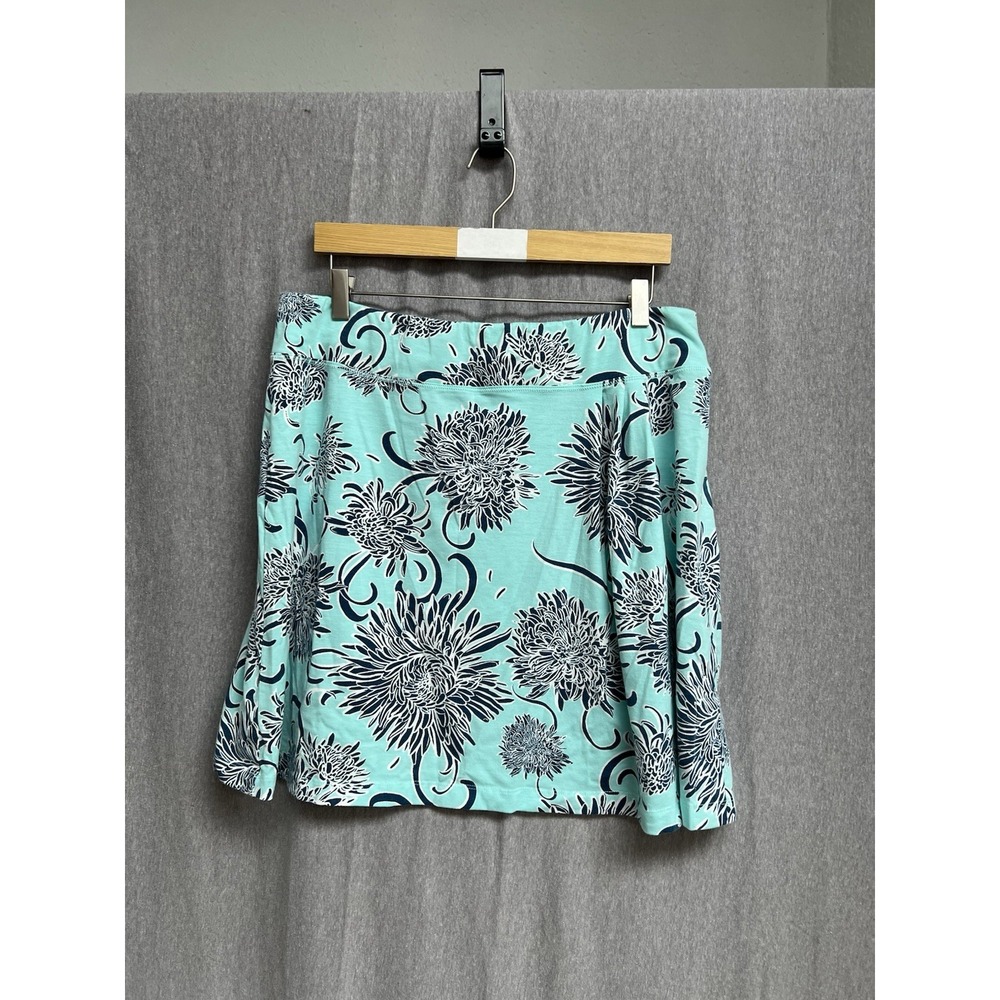 Title Nine Skirt Womens Sz XL Blue Mini Unlined Breeze Floral Pleated